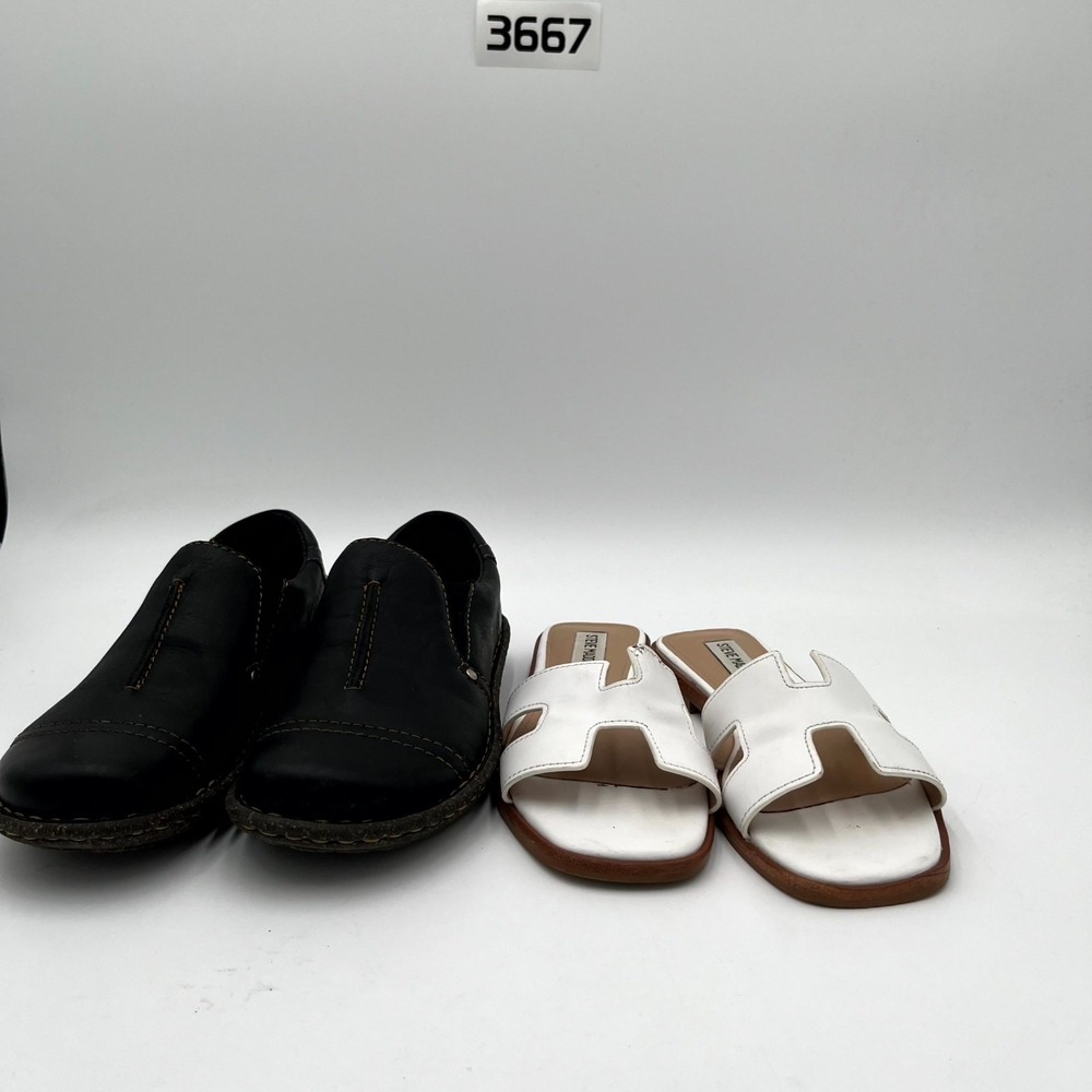 Lot Of 2 Born / Steve Madden Women's 6.5 Shoes Black White Slip On Casual